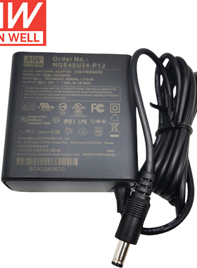 明纬NGE45U24-P1J 便捷携带式单组输出绿色环保适配器 24V1.88A