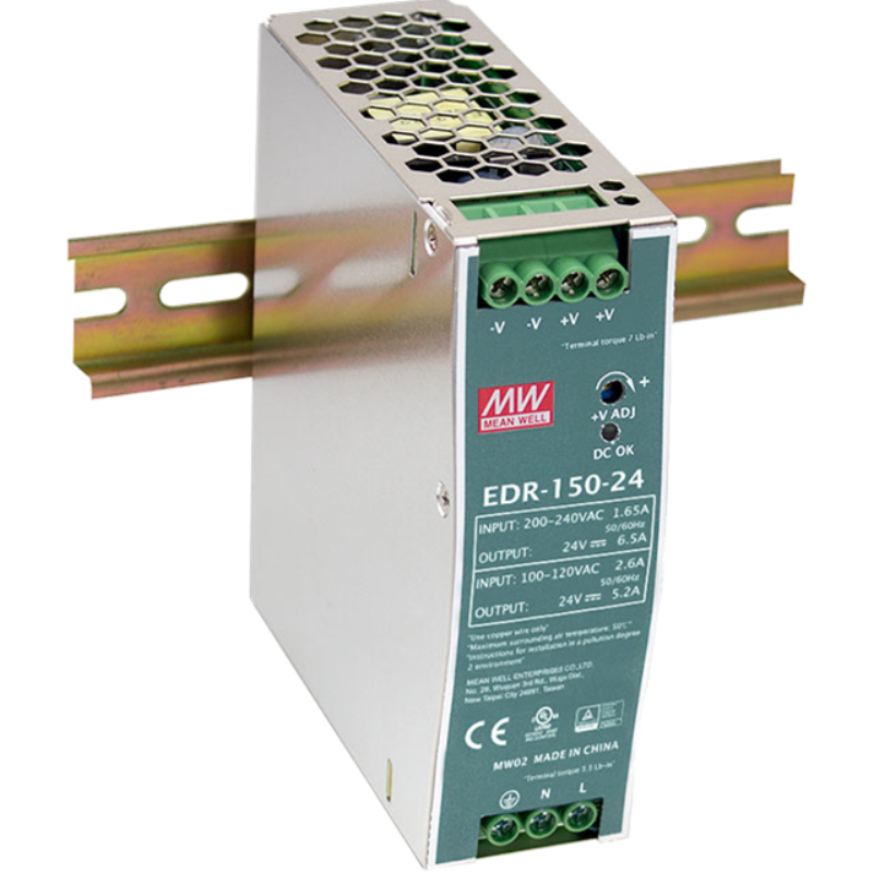 台湾明纬EDR-150-24 150W 24V6.5A薄款导轨工控EDR系列开关电源