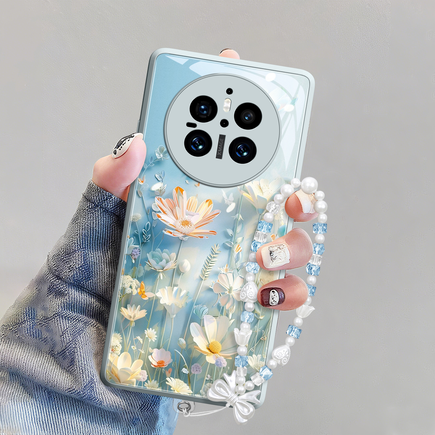 【立体花朵】高级玻璃壳带挂绳