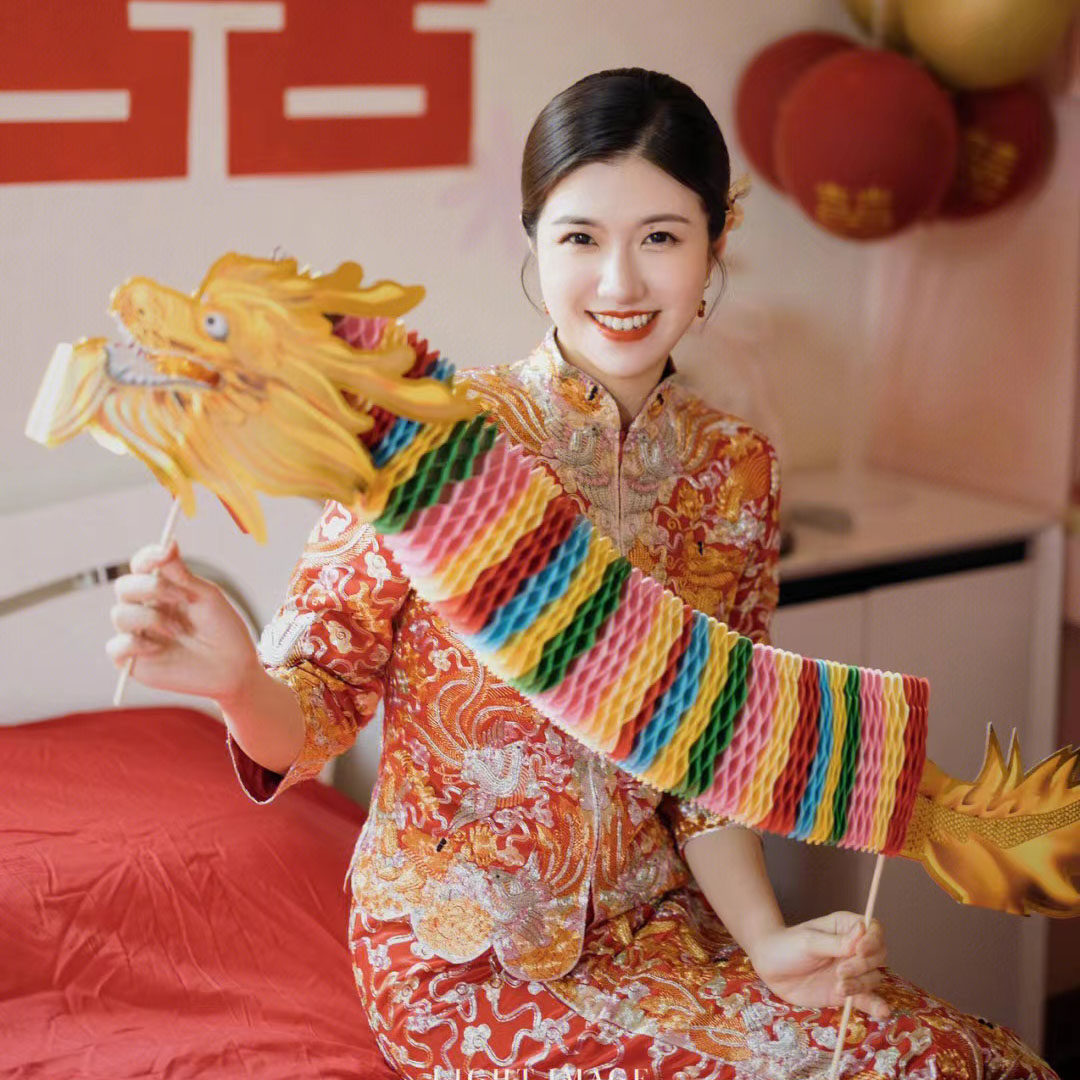 接亲道具乌龙舞狮结婚堵门游戏创意龙头剪纸龙狮子结婚拍照用品