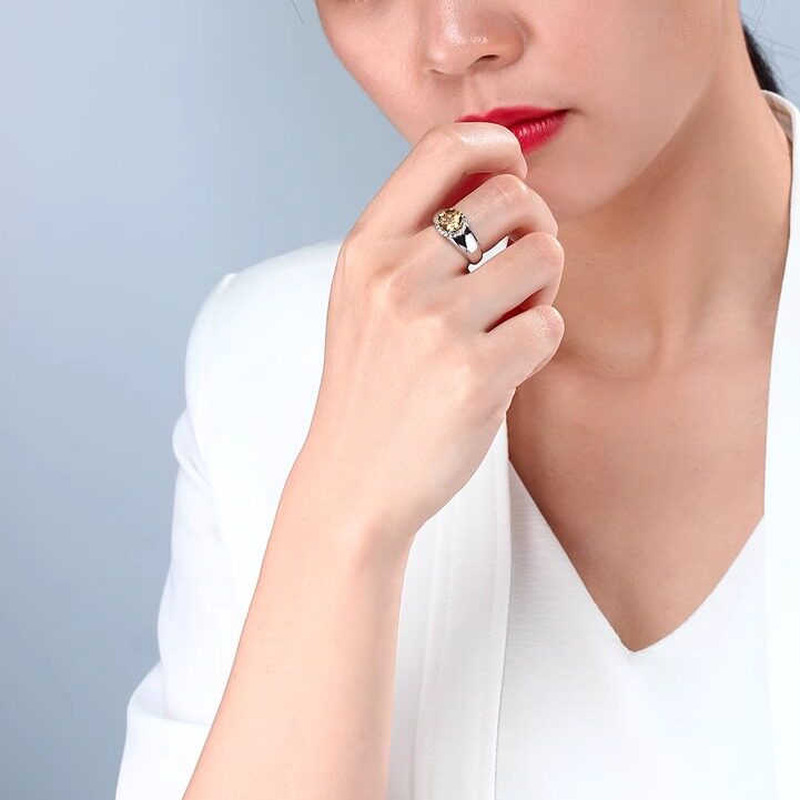 대기 반지 시트린  반지 와이드 페이스 천연 보석  [원 번호 또는 둘레를 메모해 주세요]