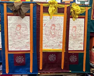 德格藏纸手工拓印作明佛母版画挂画装饰家用