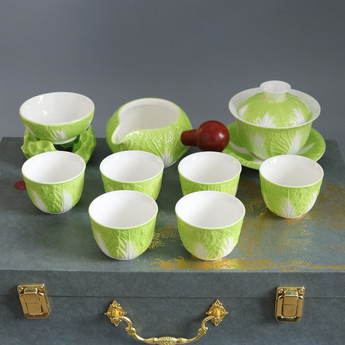 敏豪陶瓷白菜（百财）整套茶具