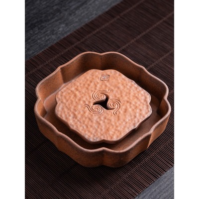 粗陶老岩泥果盘简约中式