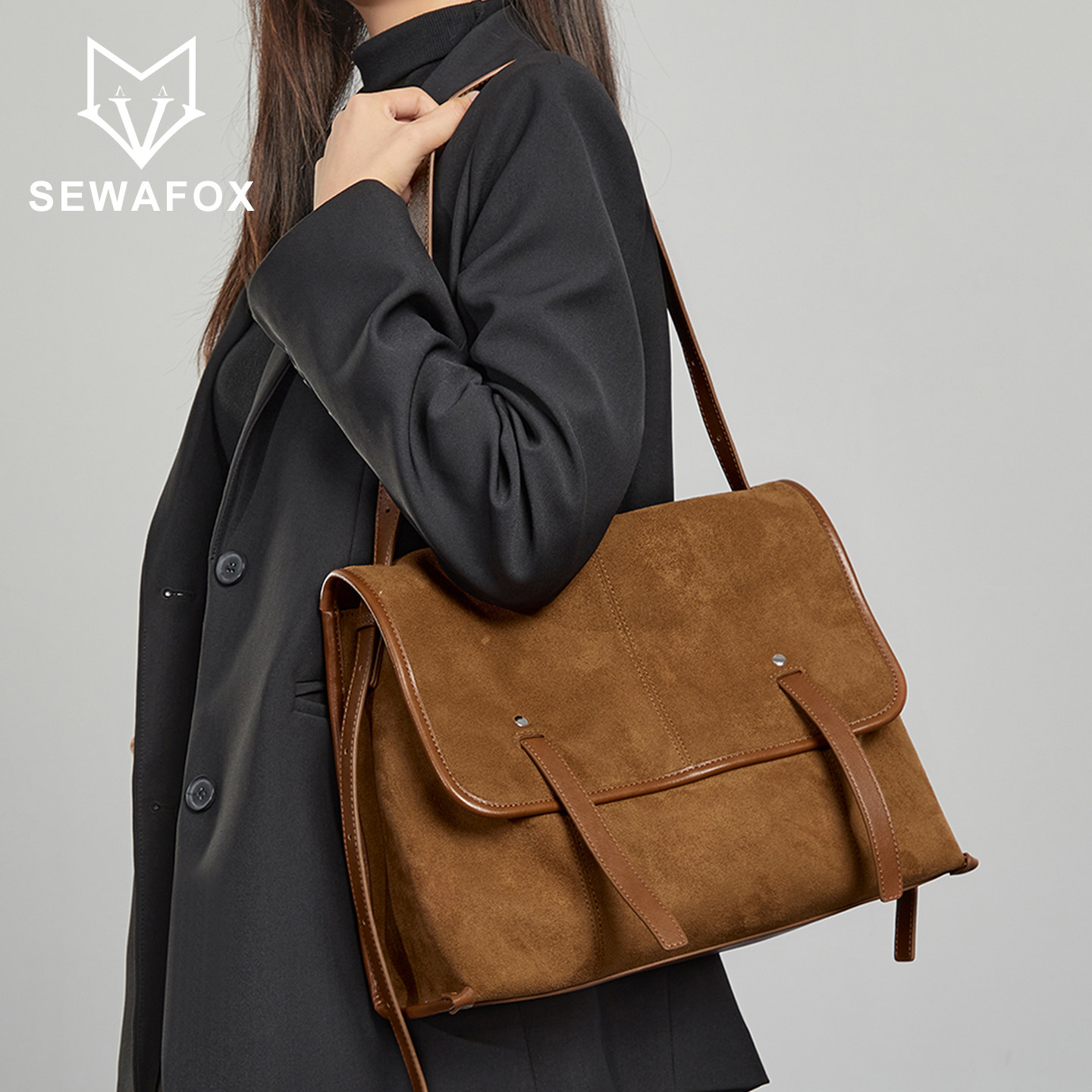 大容量托特包女上班通勤邮差包2026新款斜挎包休闲百搭单肩腋下包