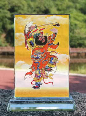 天师钟馗迎福镇宅水晶玻璃摆件