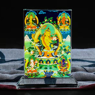 定制佛画像密宗五方文殊菩萨水晶摆件桌面文创礼物工艺品摆台摆设