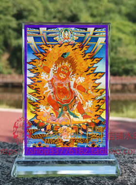 马头明王佛画像水晶玻璃摆件