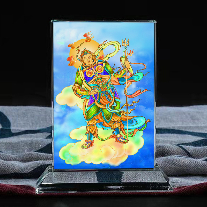 定制药叉十二神将迷企罗大将佛画像水晶玻璃摆件装饰摆台家居创意