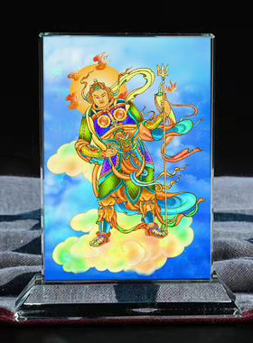 定制药叉十二神将迷企罗大将佛画像水晶玻璃摆件装饰摆台家居创意