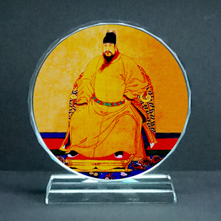 古代皇帝明仁宗画像水晶玻璃摆件桌面工艺品装饰摆台摆设创意定制