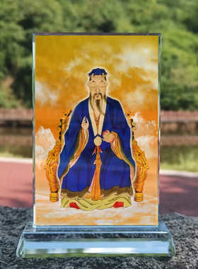 甲子年金辨大将军画像水晶摆件