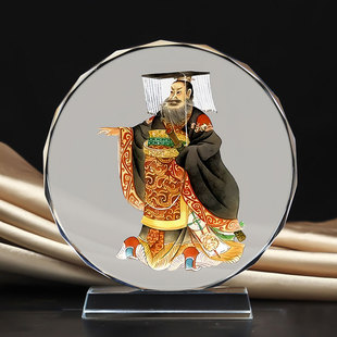 定制皇帝秦始皇嬴政画像水晶玻璃摆件桌面工艺品装饰摆台摆设创意