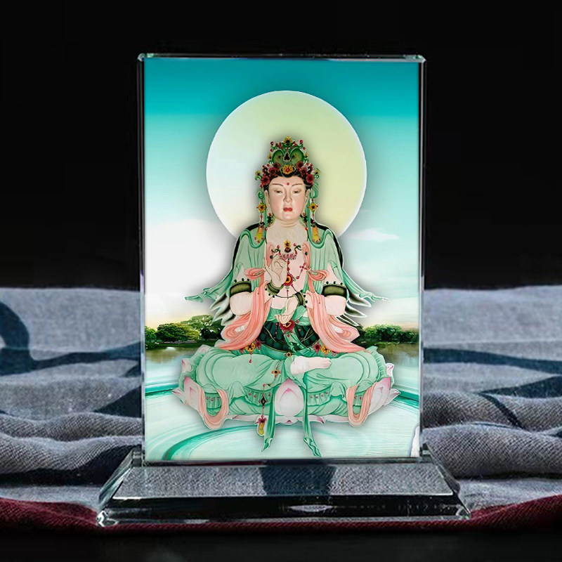 定制灵山圣母老母娘娘菩萨青霄元君水晶摆件办公室工艺品装饰摆台