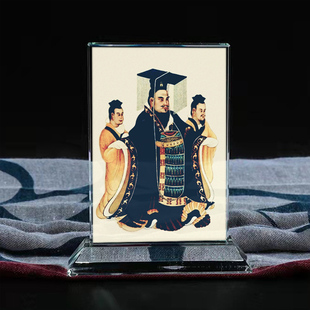 古代皇帝汉武帝画像水晶玻璃摆件桌面工艺品摆台摆设家居创意定制