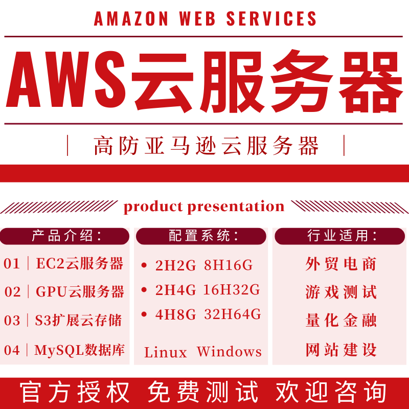 亚马逊云服务器租用ec2高防稳定aws云主机电商网站量化云服务器S3