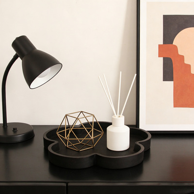 黑色花朵摆件木托盘托盘手工彩绘木质民宿家居用品装饰盘子饰品盘