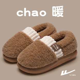 厚底防滑家居室内加绒保暖棉拖外穿 冬季 回力棉拖鞋 女包跟2025新款