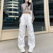 白色工装裤女款春夏季薄款高腰甜辣小个子2025新款美式速干阔腿裤