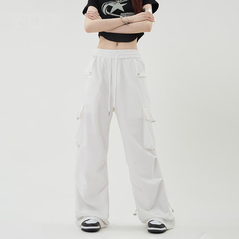 美式复古hiphop白色工装裤男女潮牌街嘻哈爵士舞裤子休闲运动裤夏