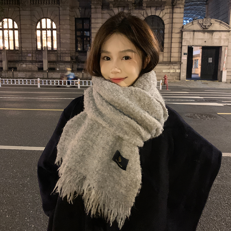 日系毛边软糯情侣保暖围巾冬季