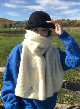 加长加厚针织毛线围巾女冬季2025新款羊毛混纺亲肤保暖围脖情侣款