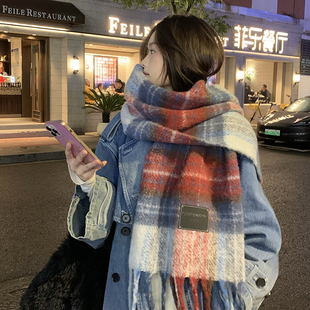 爱丁堡英伦羊毛格子围巾女款2025新款冬季加厚仿羊绒围脖保暖披肩