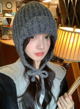 韩国ins粗针织毛线帽子女冬季加厚保暖雷锋帽显瘦防风骑行护耳帽