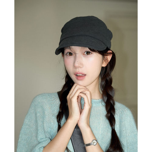 古早氛围感褶皱报童帽女马术帽子
