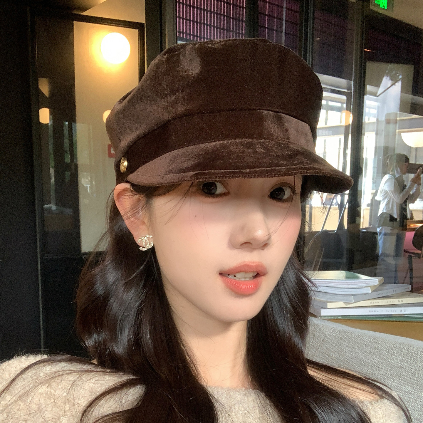 韩单~高级丝绒报童帽子女秋冬优雅复古八角帽法式气质平顶画家帽,服饰配件/皮带/帽子/围巾,帽子,淘宝优惠券,粉丝福利购,淘宝优惠卷