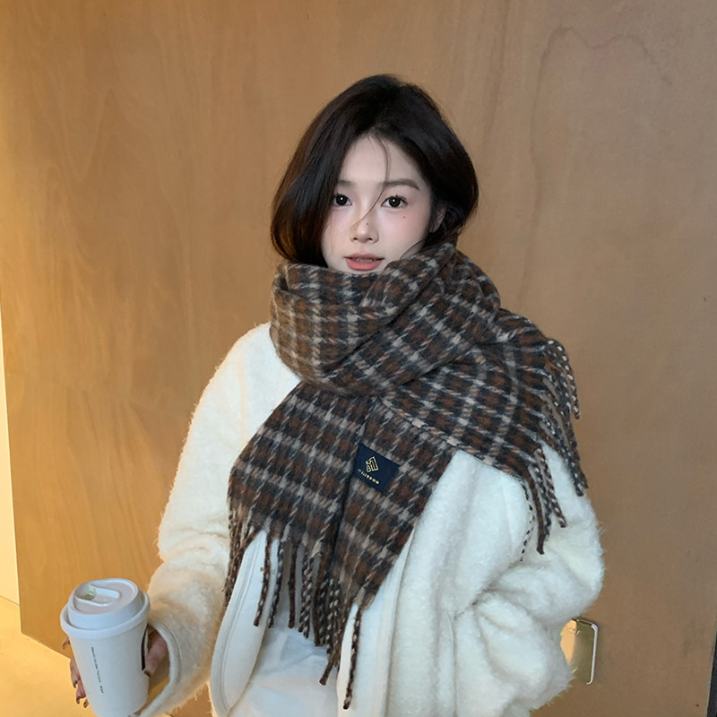 英伦复古仿羊绒围巾女款2025新款冬季千鸟格加厚围脖加厚保暖披肩,服饰配件/皮带/帽子/围巾,围巾/丝巾/披肩,淘宝优惠券,粉丝福利购,淘宝优惠卷