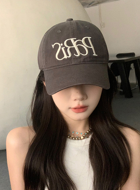 自留~显白做旧灰色棒球帽子女秋冬季韩版休闲全棉大头围鸭舌帽男