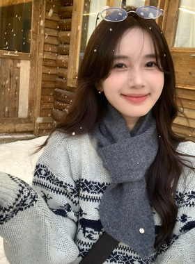 100%纯羊毛短款小围巾女冬季2025新款高级感保暖交叉小围脖女护颈