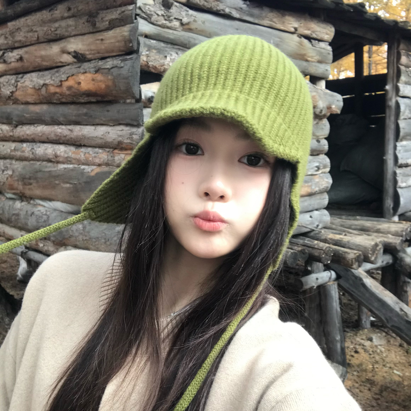 小众百搭100%羊毛针织帽女鸭舌帽