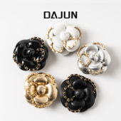 DAJUN大俊 真小羊皮链条山茶花胸针小香花朵精致别针