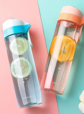 乐扣乐扣Tritan塑料便携运动水杯带刻度茶网男女学生茶杯ABF768