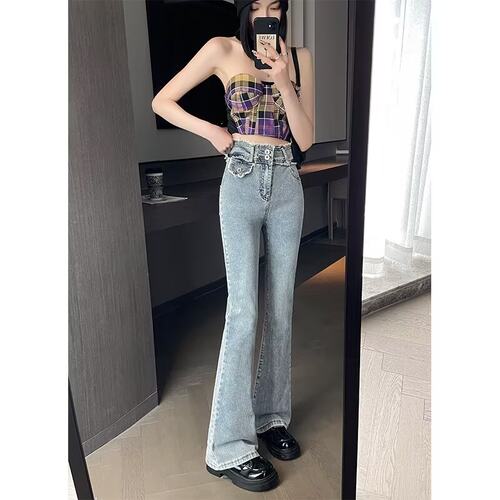 复古微喇叭牛仔裤女2025新款
