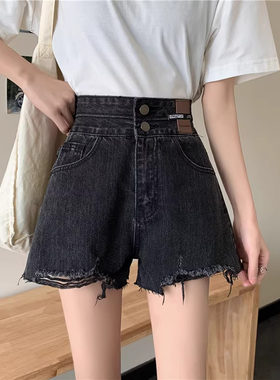 黑色牛仔短裤女小个子夏季