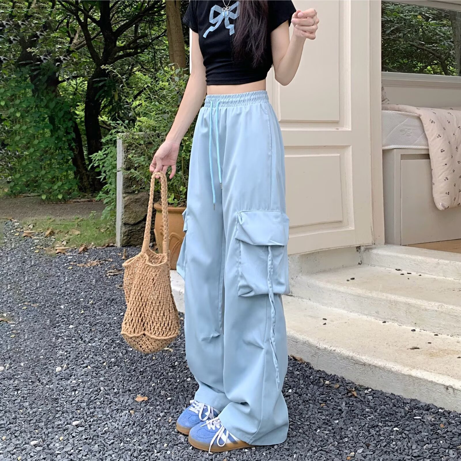 美式复古大码工装裤女春夏