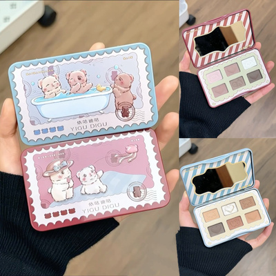 依咕迪咕YIGUDIGU咕咕明信片小铁盒眼影盘大地色哑光高光爆闪修容