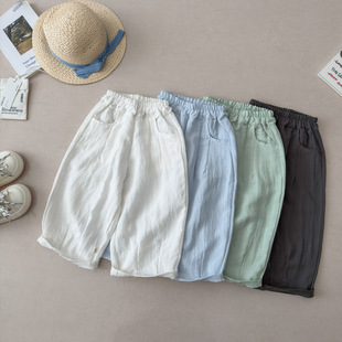 2026夏季新款棉麻休闲裤儿童纯色亚麻长裤宝宝灯笼裤子潮男女童