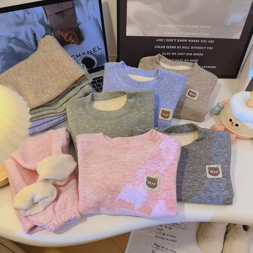 2025新款秋冬考拉绒儿童保暖套装男童女童加绒无骨蚕丝羊毛家居服