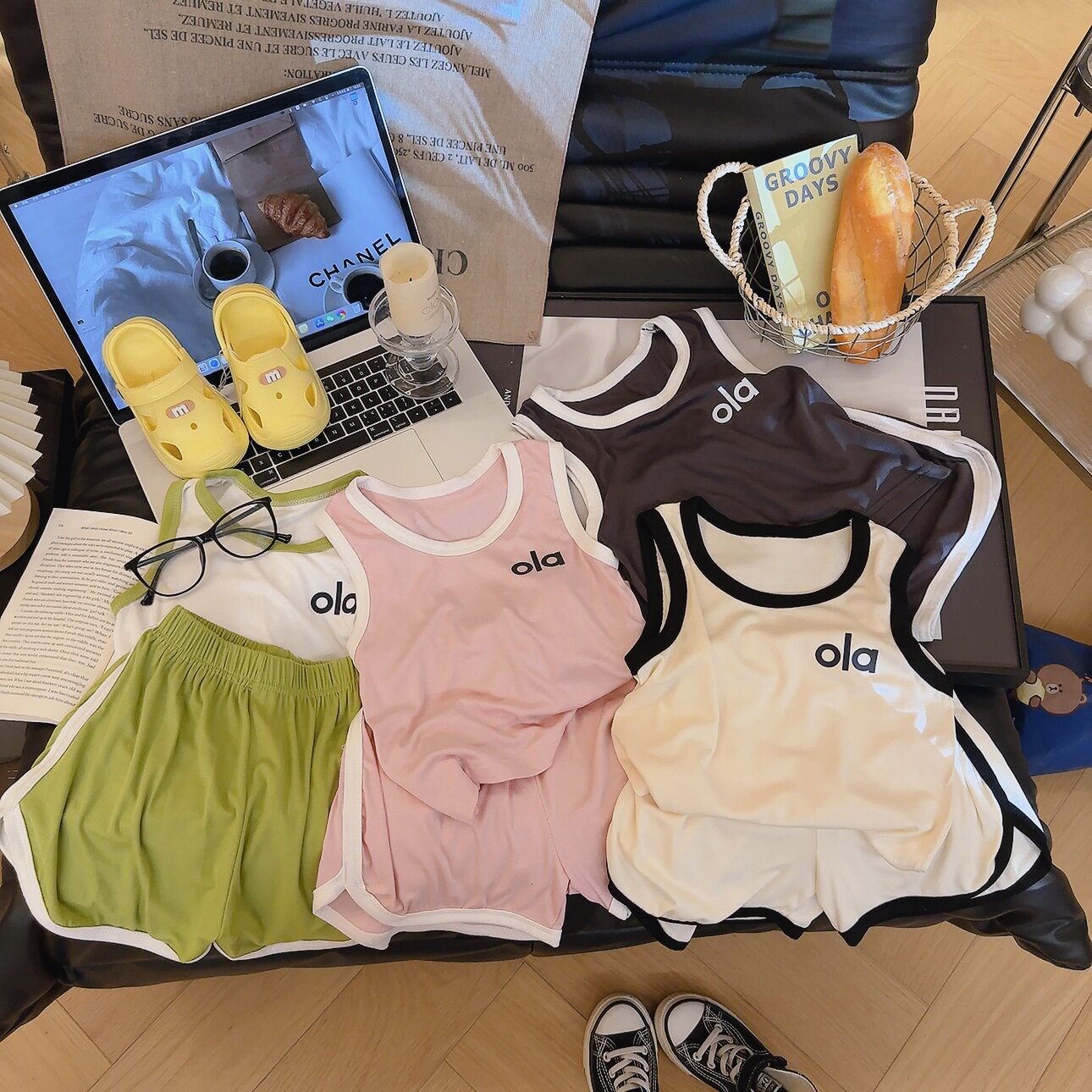 艾草驱蚊儿童背心套装薄款夏季新款男女童舒适莫代尔空调家居服