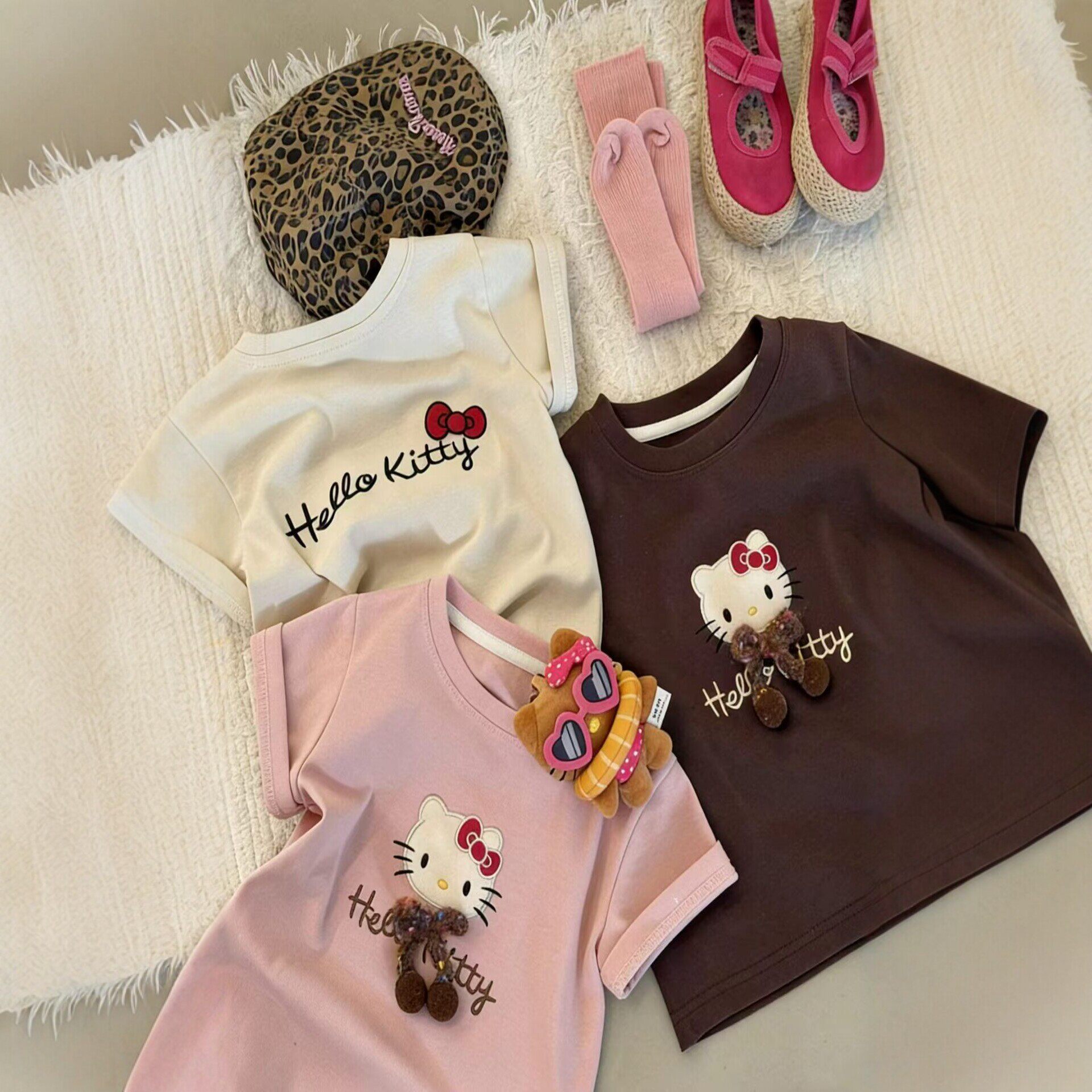 2026春夏新款女童奥戴尔棉短袖T恤卡通立体图案韩版宝宝宽松上衣