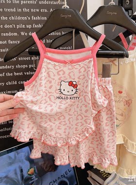 2026夏季儿童吊带套装莫代尔花边女童家居服卡通透气舒适空调服