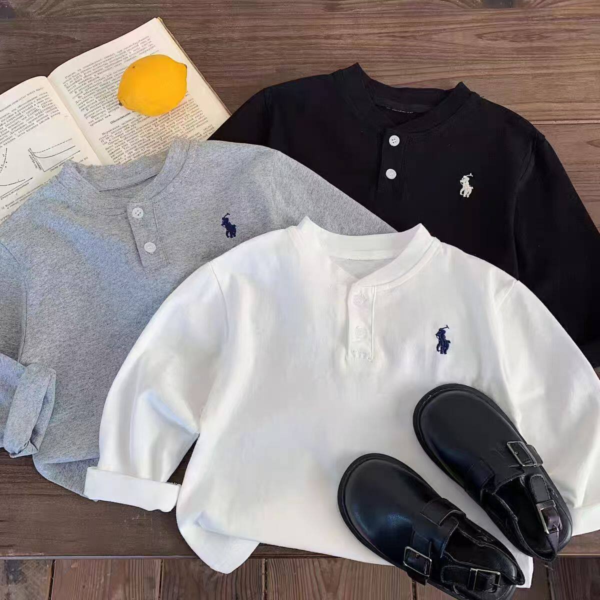 2026春秋新款男童纯棉长袖T恤刺绣圆领男宝宝百搭打底衫上衣