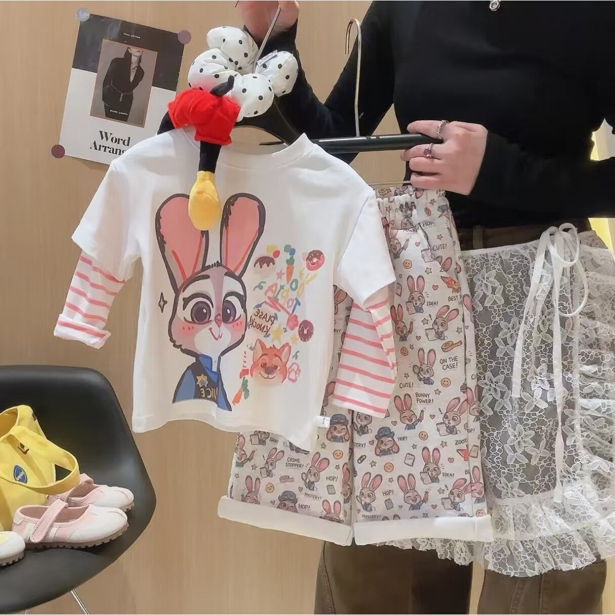 2026女童春季假两件长袖T恤小女孩韩系春装儿童立体卡通纯棉上衣