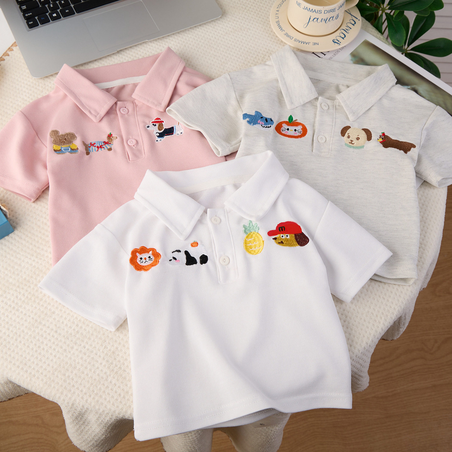 2026夏季新款儿童单件上衣POLO衫宝宝短袖男女童刺绣卡通翻领上衣
