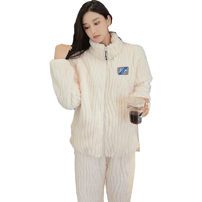 睡衣女冬季珊瑚绒加绒加厚家居服
