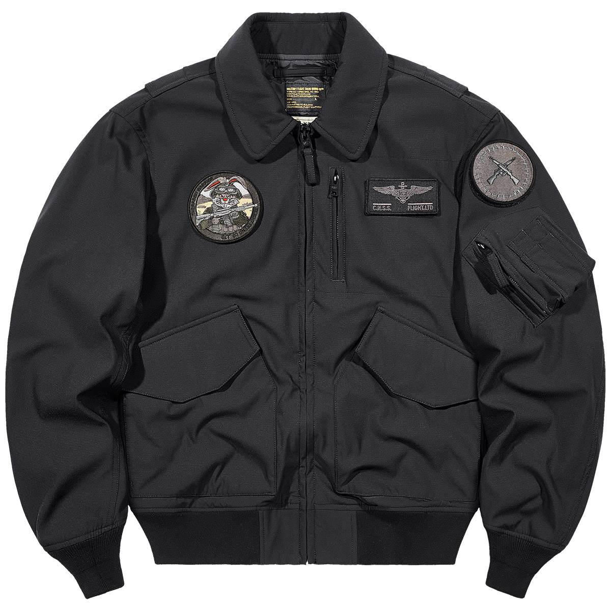 魔术贴徽章翻领飞行员夹克外套